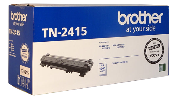 Brother TN-2415 Black Toner cartridge for vibrant prints, compatible with various Brother printers, yields up to 1,200 pages.