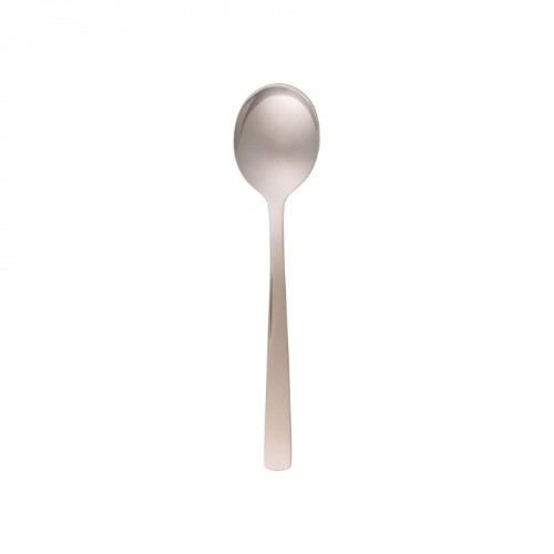 Elegant Amalfi Soup Spoon Set of 12 made from durable 18/10 stainless steel, designed for stylish dining and functionality.