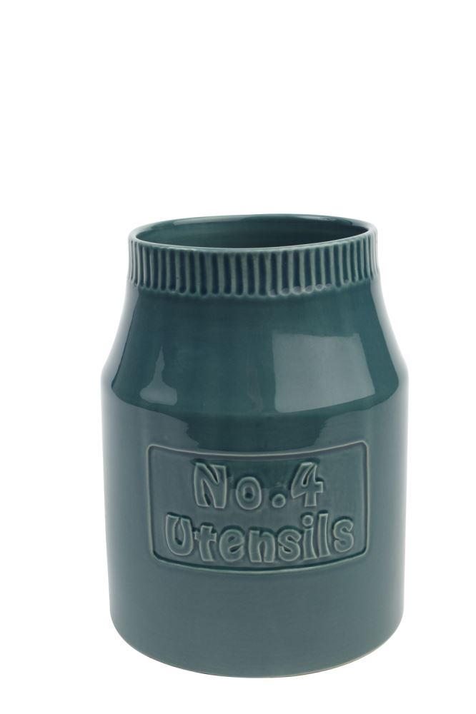Bright teal utensil jar from T & G Colour by Number Collection, perfect for organizing kitchen tools in style.