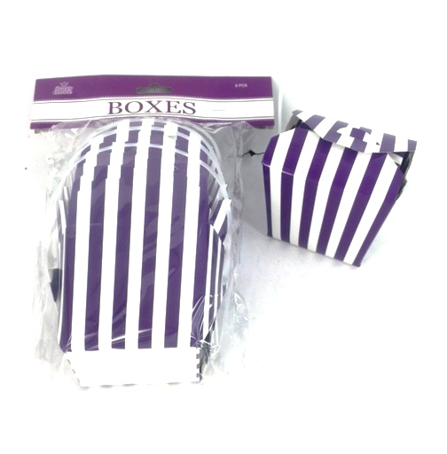 Set of 6 vibrant purple paper boxes (9.8CM x 5.7CM) ideal for gifting, organizing, or party favors. Eco-friendly and stylish.