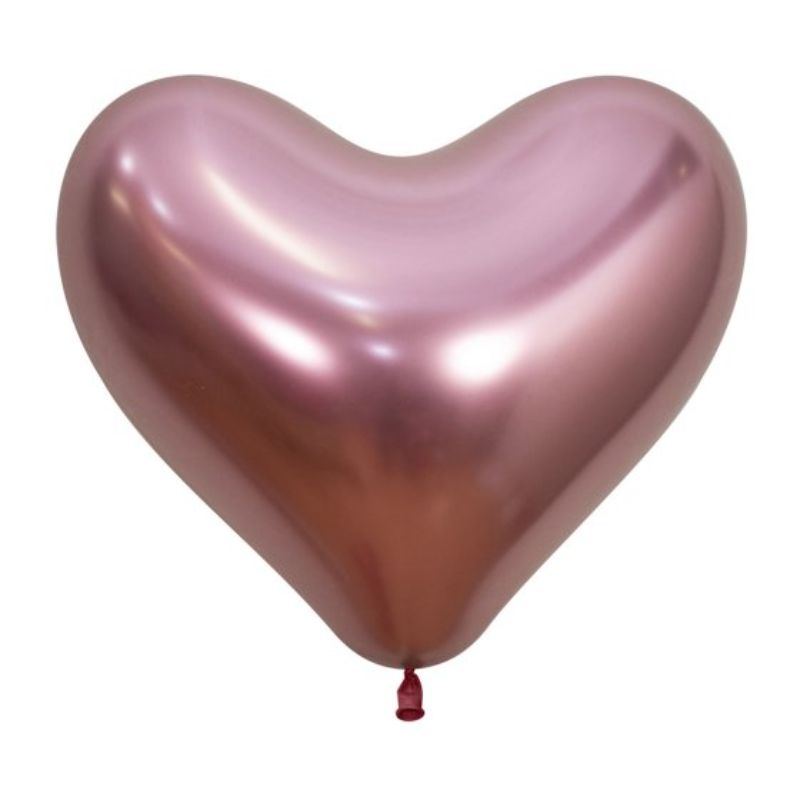 Sempertex 35cm Hearts Metallic Reflex Pink Latex Balloons 909, 12PK (Set of 12)