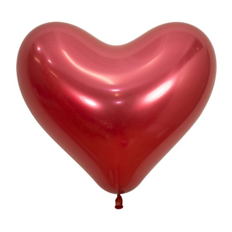 Sempertex 35cm Hearts Metallic Reflex Crystal Red Latex Balloons