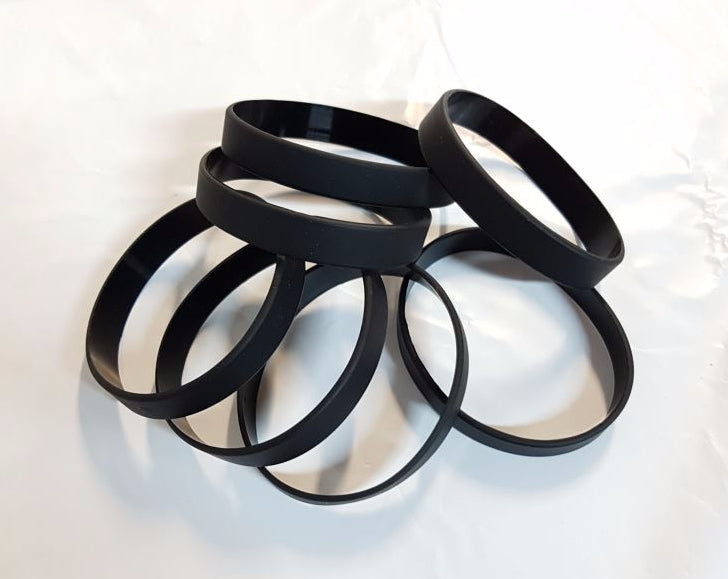 Pack of 10 black silicone wristbands, durable, stylish, versatile for events, fundraisers, and promotions.