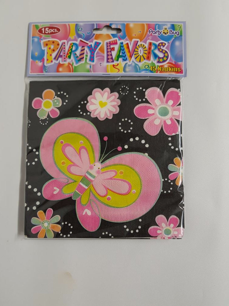 Butterfly-themed napkin set with 15 colorful, durable 2-ply napkins, perfect for enhancing any dining occasion.