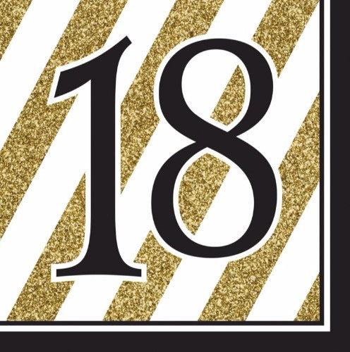 Elegant black and gold 18-inch luncheon napkins, 3-ply, perfect for upscale events, pack of 16 for stylish dining.