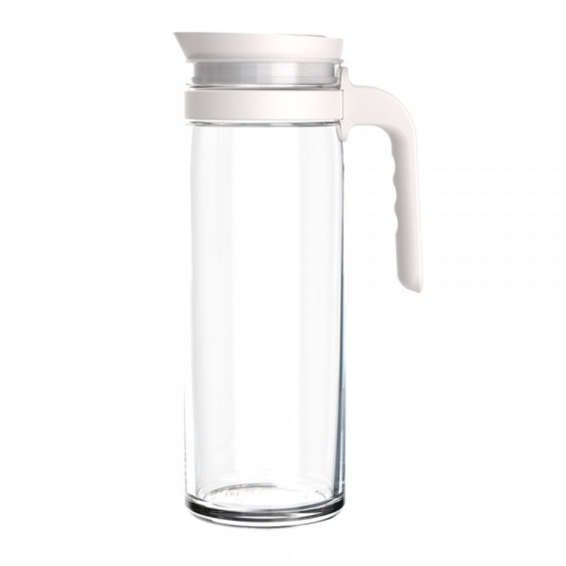 Elegant Star White glass pitcher (1390ml) with smart lid for infused waters, ergonomic handle, and eco-friendly design.