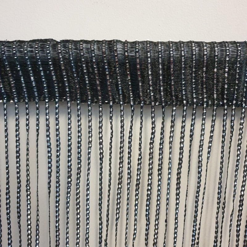 Elegant Black & Silver String Curtain (1 m x 2 m) adds sophistication and privacy, perfect for modern decor and room dividers.