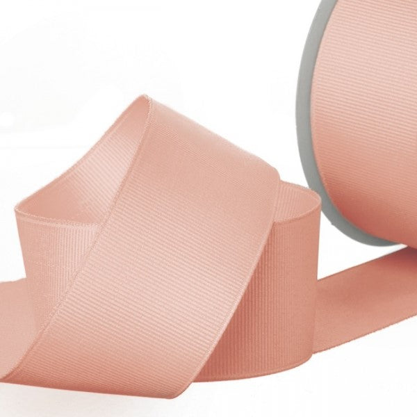 Rose Gold Grosgrain Ribbon, 38mm wide and 20m long, perfect for crafting, gift wrapping, and elegant decor projects.