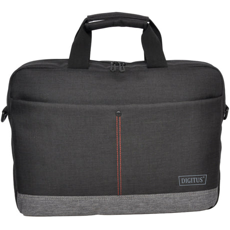 Stylish graphite notebook bag for 14" laptops with adjustable carrying strap and protective padded interior.