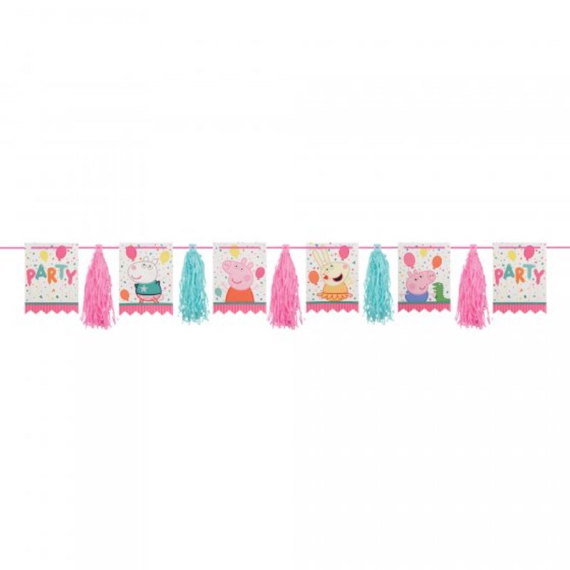 Peppa Pig Confetti Party Pennants & Tassel Garland Glittered