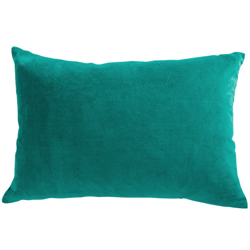 Luxurious turquoise cushion made of soft cotton velvet and linen, perfect for enhancing any living space with comfort and style.