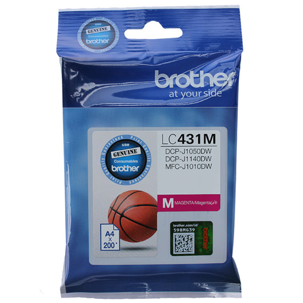 Magenta ink cartridge for Brother printers, delivers vibrant color and up to 200 pages of high-quality prints.