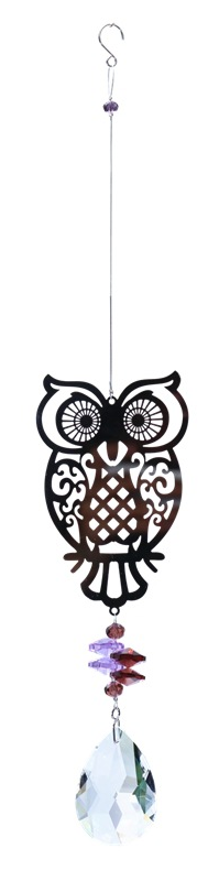 Colorful Hanging Sun Catcher Owl measuring 38 x 9cm, ideal for brightening windows and adding a whimsical touch to decor.