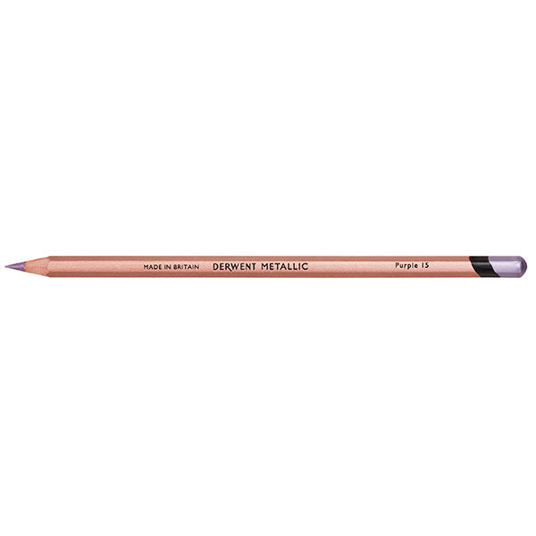 Vibrant purple Derwent Metallic Pencil for bold artwork, featuring a smooth texture for effortless blending and durable design.