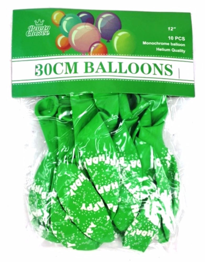 Light green 30cm balloons, pack of 10, perfect for festive birthday celebrations and versatile party decor.