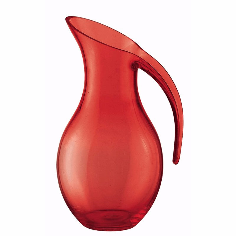 Stunning red Guzzini Happy Hour Blown Jug, 1600cc, stylish Italian design for serving drinks at gatherings.
