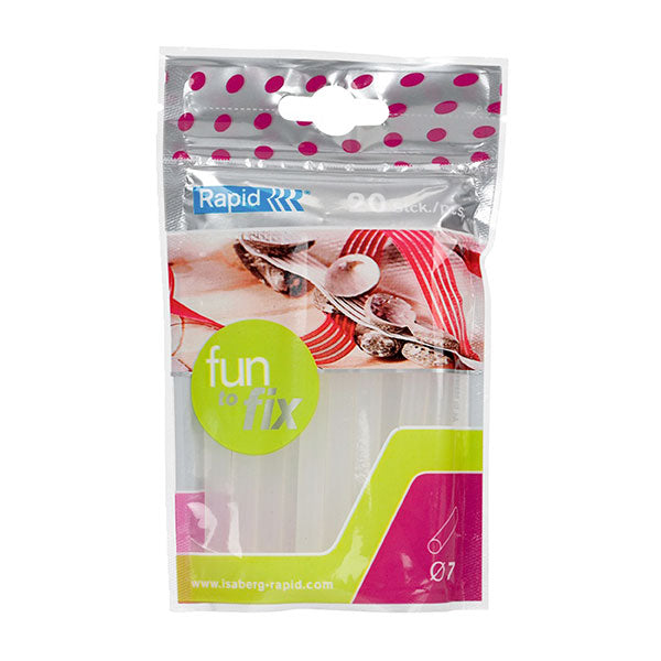 Clear 7mm glue sticks in a 100g bag, ideal for crafting, repairs, and a strong bond on multiple surfaces.