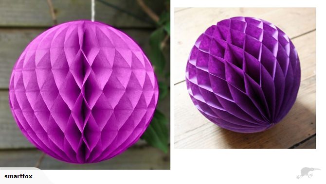 Purple paper honeycomb lantern balls, 15cm, pack of 10, ideal for parties and events, featuring easy hanging with string.
