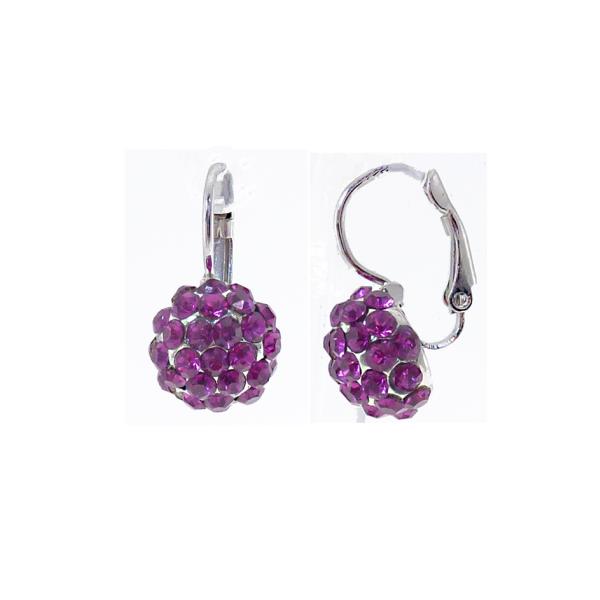 Fuchsia crystal ball French clip earrings, designed for elegance and comfort, perfect for any occasion.
