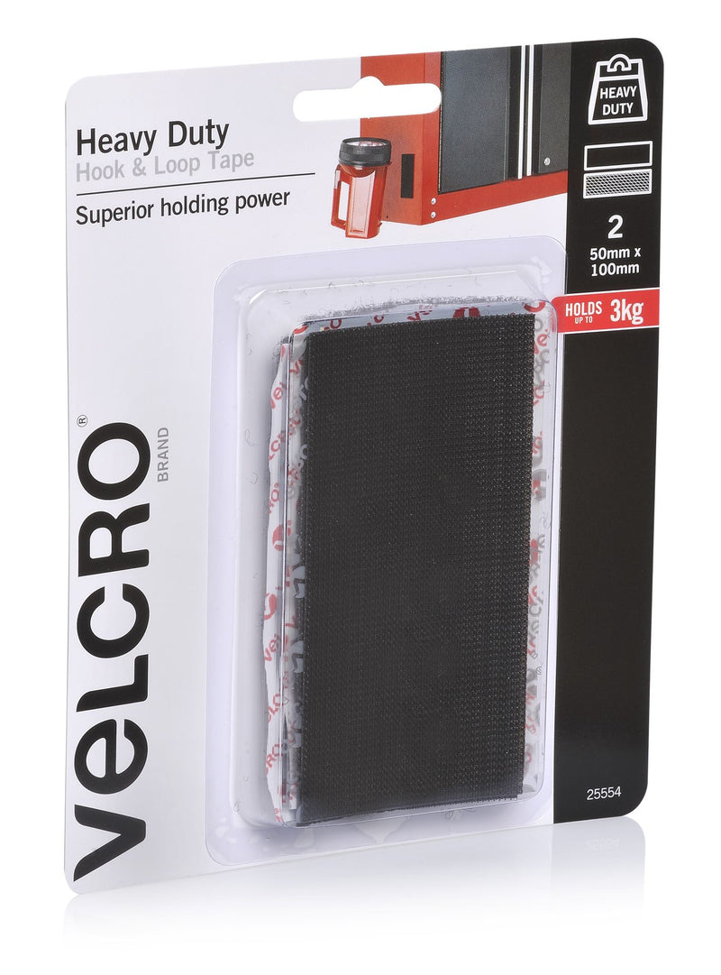 VELCRO®  Stick On Tape Hook & Loop(2) 50x100mm Black