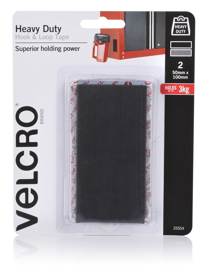 VELCRO®  Stick On Tape Hook & Loop(2) 50x100mm Black