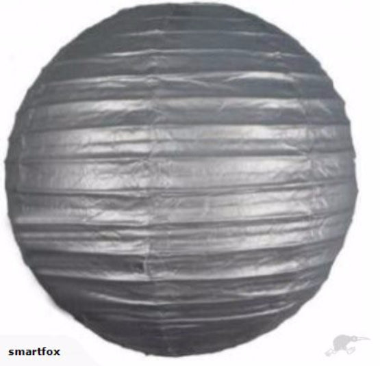 Elegant 8" metallic silver paper lanterns, sold in a pack of 10, perfect for stylish event decor and easy setup.
