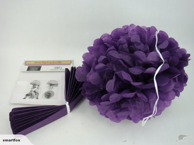 Dark purple 30cm paper pom pom lanterns, pack of 12, elegant decorations for parties and home décor.