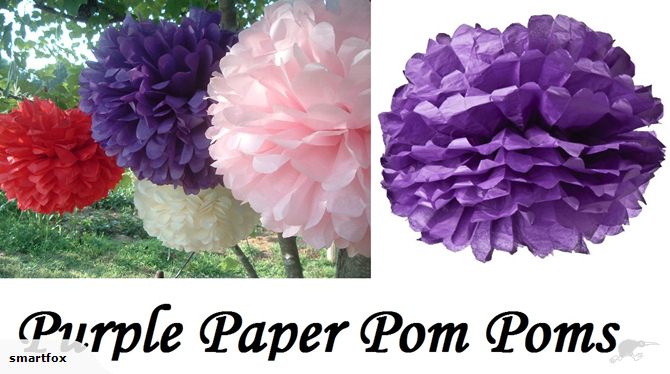 Dark purple paper pom pom lanterns, 30cm, pack of 12, perfect for elegant decorations at any celebration or home decor.