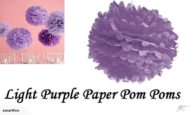 Light purple 30cm paper pom pom lanterns, perfect for decorating parties and home spaces with a whimsical floral touch.