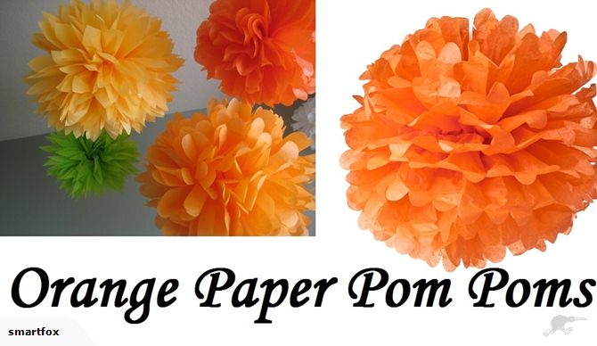 Vibrant orange paper pom pom lanterns in a pack of 12, measuring 30cm, perfect for any celebration decor.