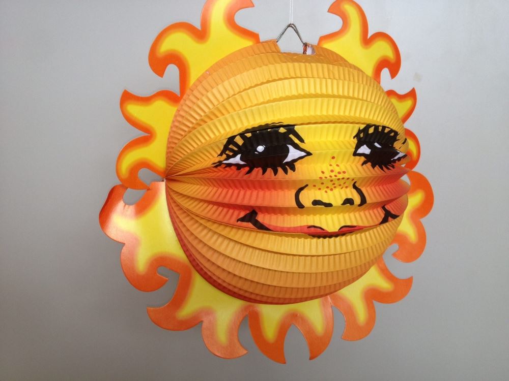 Set of 2 decorative Paper Sun Lanterns in vibrant colors, ideal for outdoor and indoor lighting at events and gatherings.