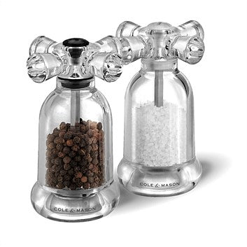Cole & Mason Salt & Pepper Grinder Set, 14cm tall, featuring precision grinders for optimal seasoning control.