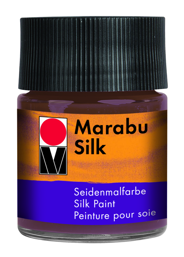MARABU-SILK 50ml in Dark Brown, a highly pigmented silk paint for vibrant, durable designs on light fabrics.