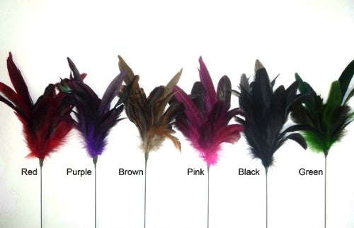 Brown feather spray pack of 12, each 23cm long, perfect for hair accessories, crafts, and elegant decorations.