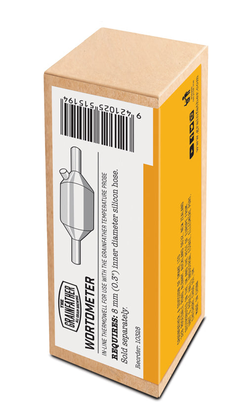 Grainfather Wortometer: precision brewing thermometer in copper and nickel for optimal wort transfer control and flavor consistency.