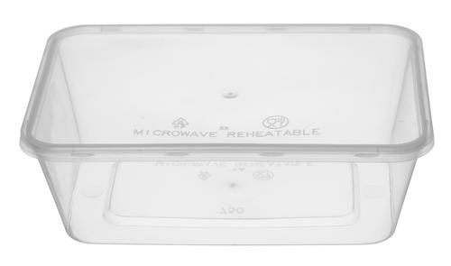 Clear rectangular 750ml deli containers with secure lids, ideal for food storage, meal prep, and takeaway, pack of 50.
