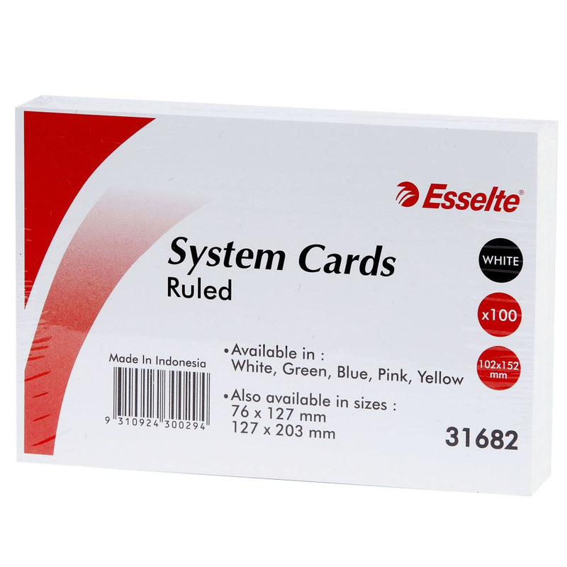 ESSELTE SYSTEM CARDS 152x102mm (6x4) WHITE PACK 100