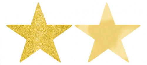 Solid Star Cutouts Foil & Glitter - Gold (Pack of 5)