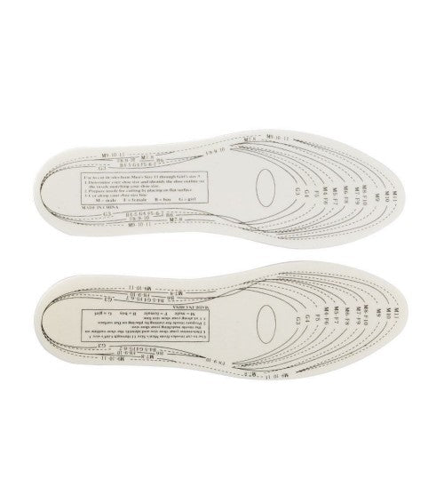 Memory insole set of 12, made of EVA and memory foam for cushioning, fits various shoe types, reduces foot pressure, easy to clean.