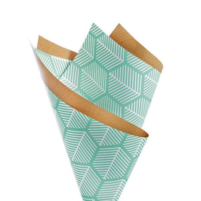 Teal geometric stripe wrapping paper, 100 sheets of 65mic quality, perfect for elegant gift presentation.