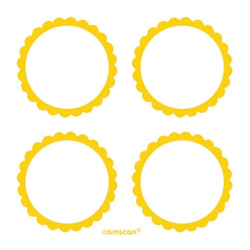 Bright sunshine yellow scalloped labels, pack of 5, perfect for organizing, gift tags, and adding a cheerful touch.