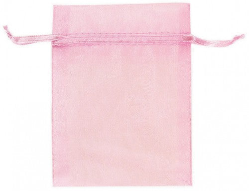 Pack of 24 elegant New Pink organza bags, perfect for packaging small gifts and favors for any special occasion.