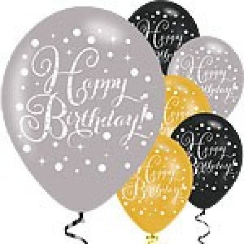 Latex Balloon - Sparkling Celebration Happy Birthday - Pack of 6
