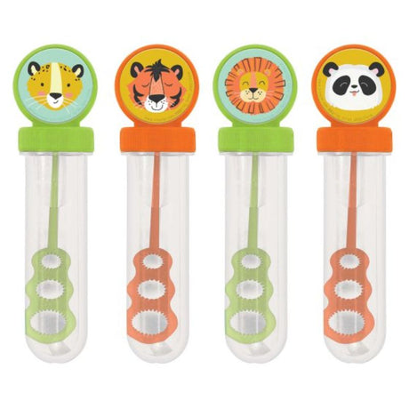 Colorful jungle-themed bubble tubes pack of 4, perfect for parties, easy to handle, and great for outdoor play.