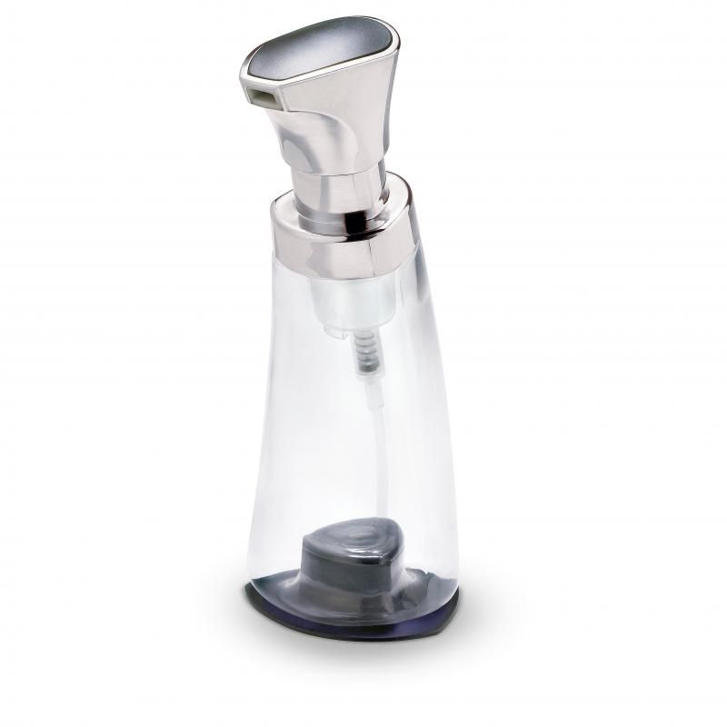 Cuisipro Ergonomic Foam Pump creates thick foam from liquid soap, reducing waste and enhancing handwashing efficiency.