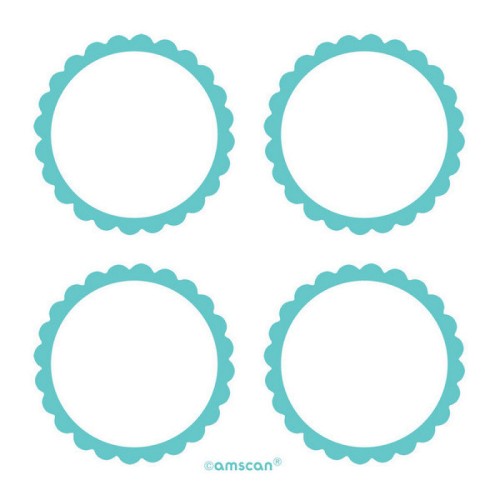 Pack of 5 scalloped labels in Robin's Egg Blue, perfect for organizing and decorating with a touch of elegance.