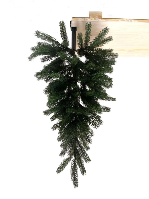 3' artificial PE Christmas pine tree with metal clamp, perfect for small spaces, low maintenance, and realistic appearance.