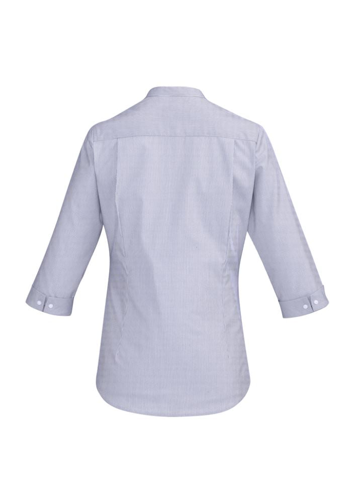 Bordeaux Ladies 3/4 Sleeve Shirt in Patriot Blue, featuring a stylish open neck and soft stretch fabric for comfort and elegance.