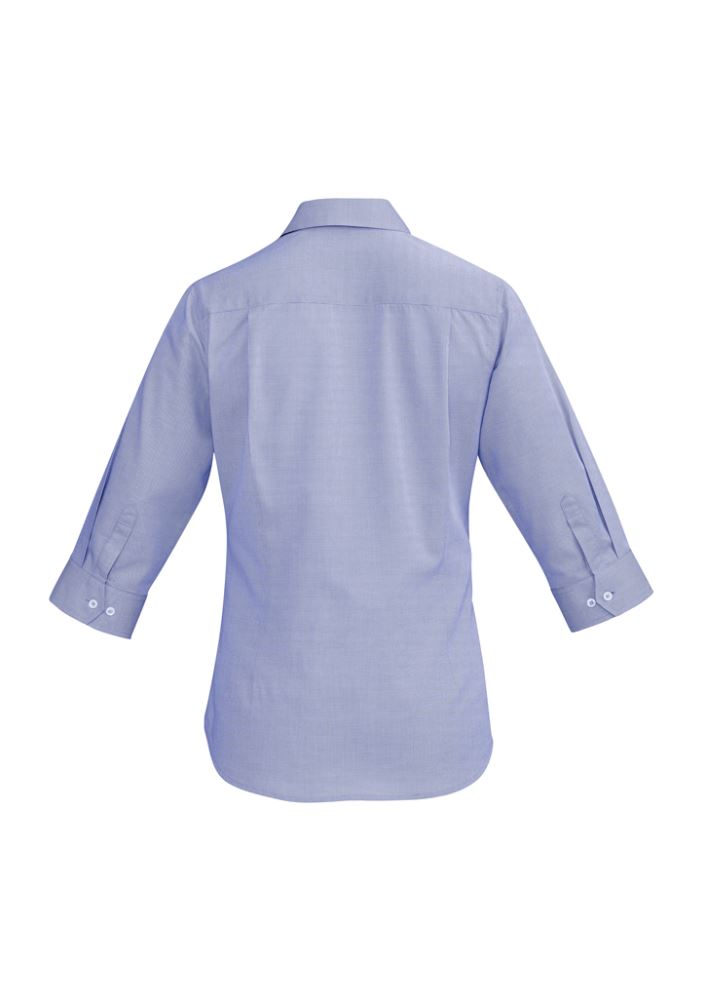 Hudson Ladies 3/4 Sleeve Shirt in Patriot Blue, 100% cotton, semi-fitted with chic cuff details and textured fabric.