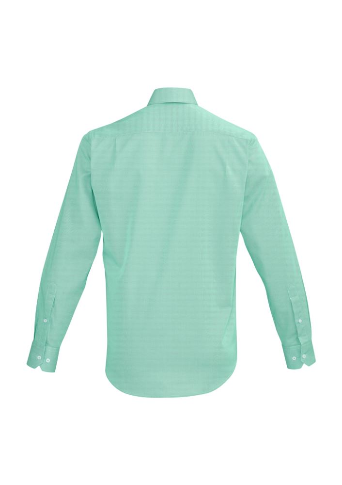 Hudson Men's Long Sleeve Shirt in Dynasty Green, featuring breathable cotton, executive fit, and tonal contrast details.